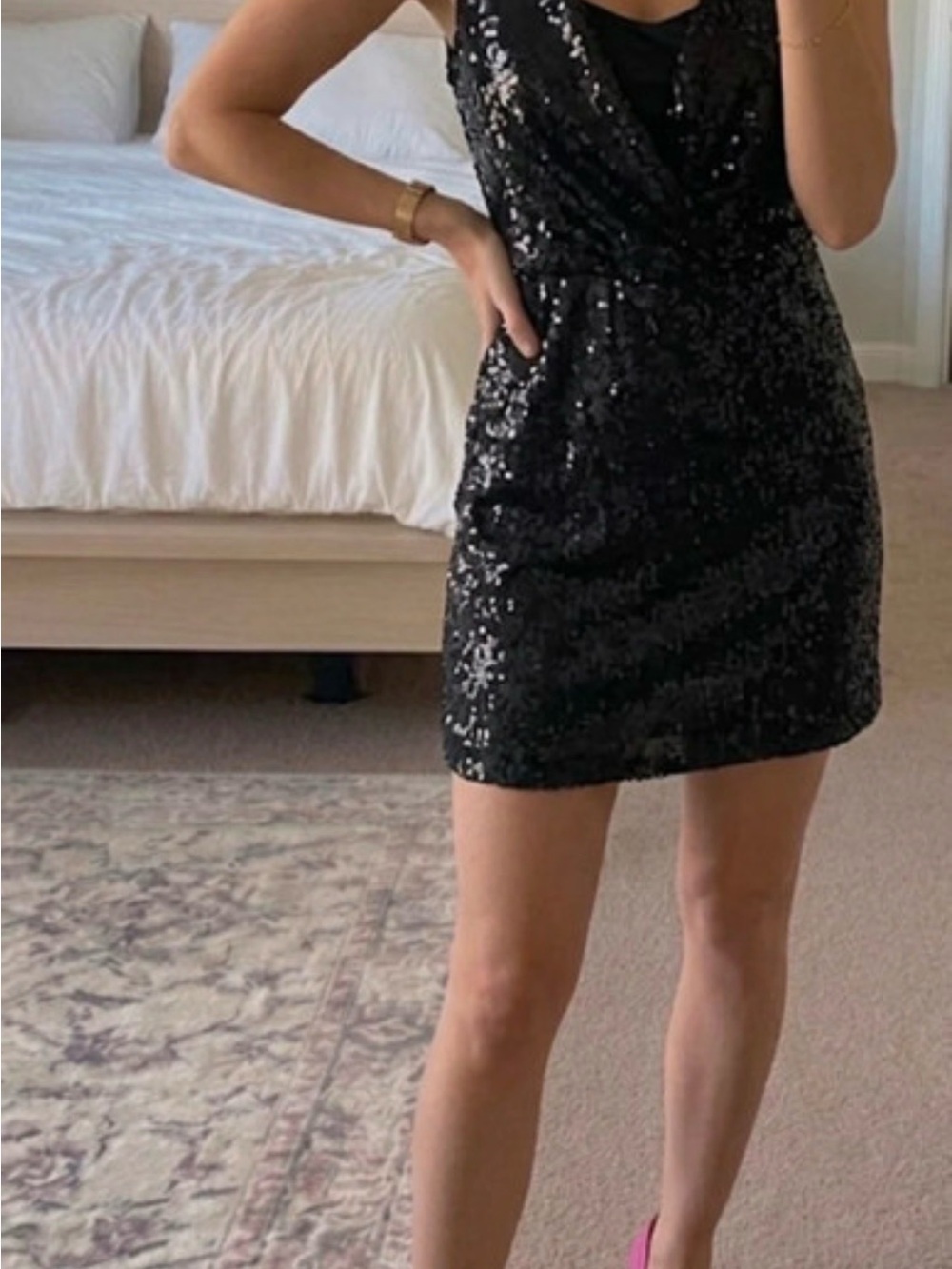 White House Black Market Black Sequin Mini Dress